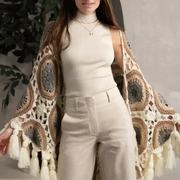 🌞 Sunshine Shawl by Saachi Hand Crocheted Elegance from India - Picture 5 of 14